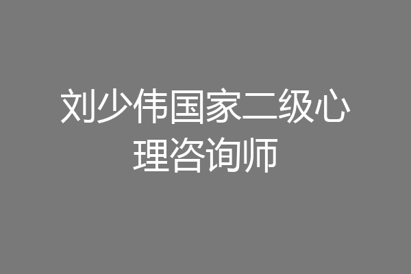 刘少伟国家二级心理咨询师