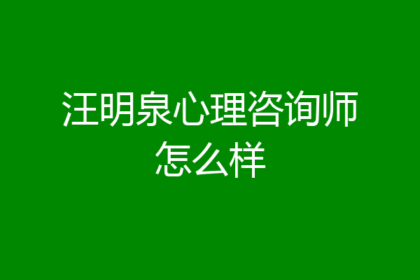 汪明泉心理咨询师怎么样
