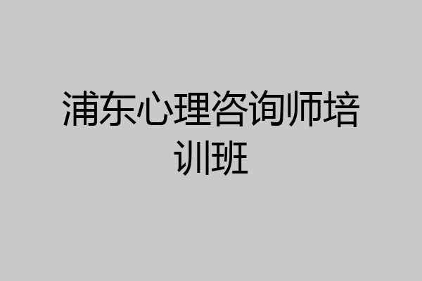 浦东心理咨询师培训班