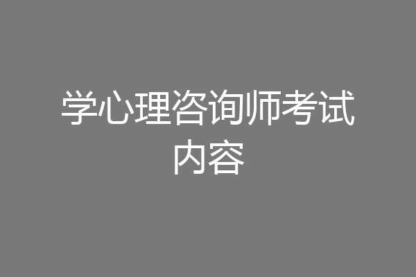 学心理咨询师考试内容