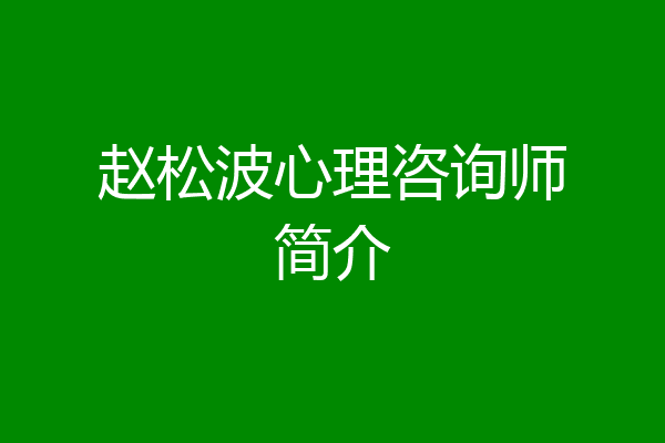 赵松波心理咨询师简介