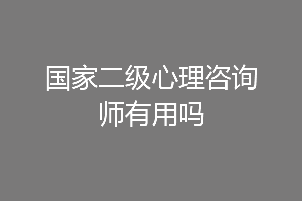 国家二级心理咨询师有用吗