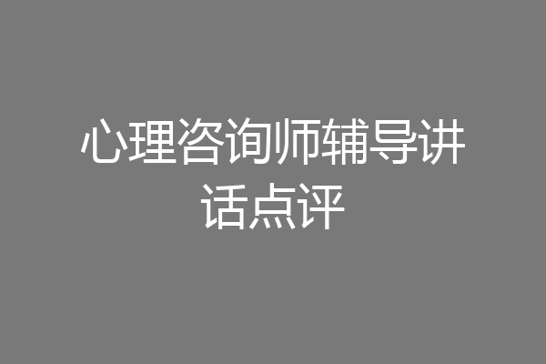 心理咨询师辅导讲话点评