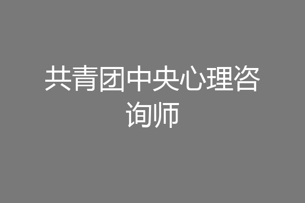 共青团中央心理咨询师