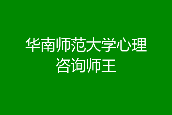 华南师范大学心理咨询师王
