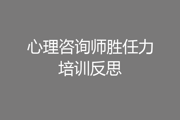 心理咨询师胜任力培训反思