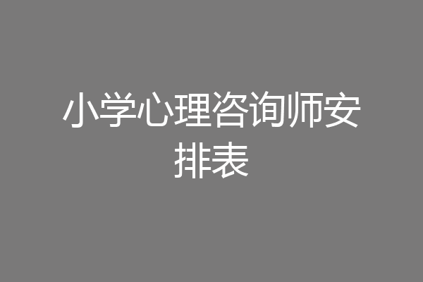 小学心理咨询师安排表