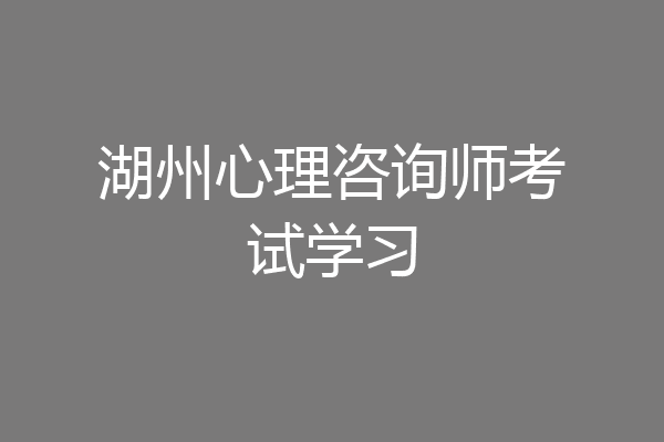 湖州心理咨询师考试学习