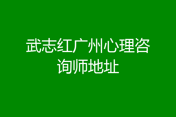 武志红广州心理咨询师地址