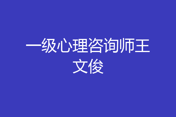 一级心理咨询师王文俊