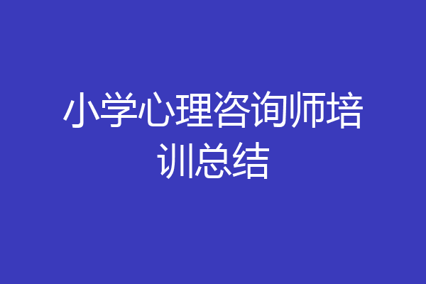 小学心理咨询师培训总结
