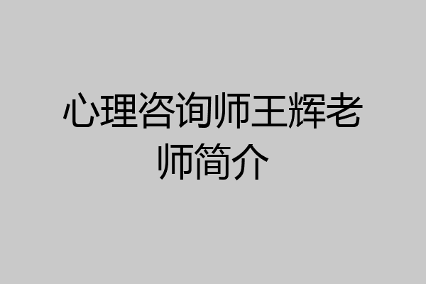 心理咨询师王辉老师简介