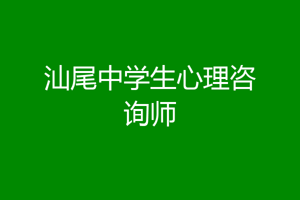 汕尾中学生心理咨询师