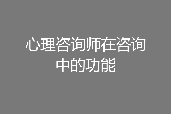 心理咨询师在咨询中的功能