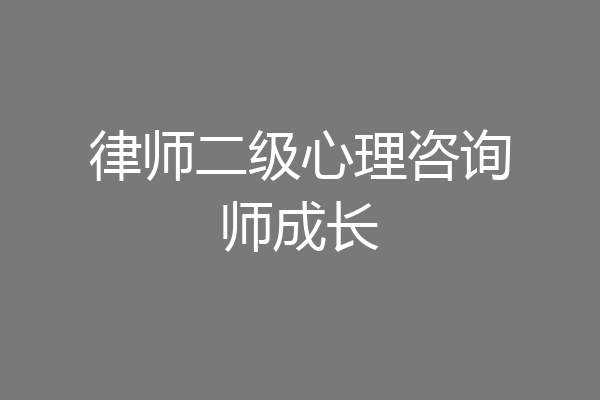 律师二级心理咨询师成长