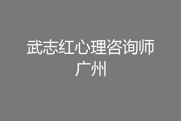 武志红心理咨询师广州