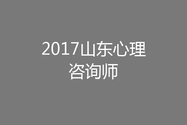 2017山东心理咨询师