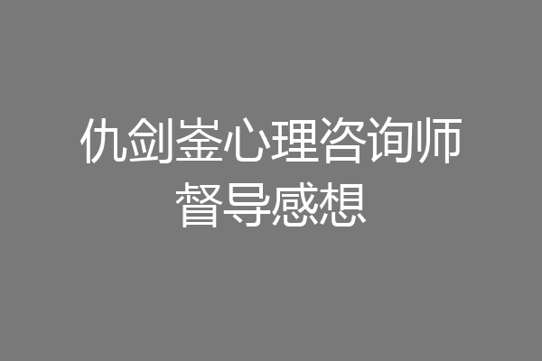 仇剑崟心理咨询师督导感想