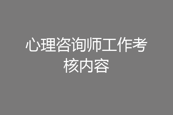 心理咨询师工作考核内容