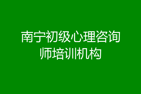 南宁初级心理咨询师培训机构