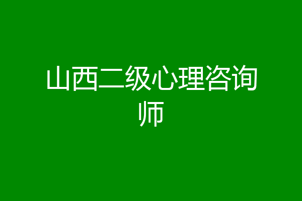 山西二级心理咨询师
