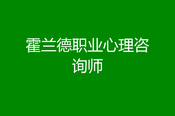 霍兰德职业心理咨询师