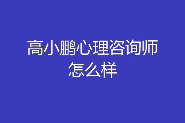 高小鹏心理咨询师怎么样