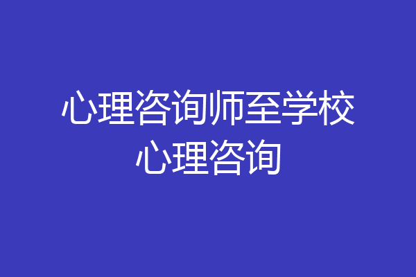 心理咨询师至学校心理咨询