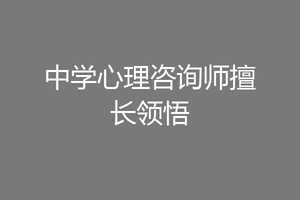 中学心理咨询师擅长领悟