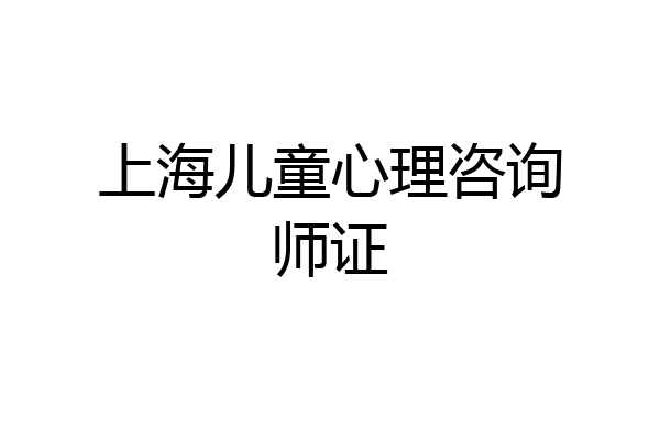 上海儿童心理咨询师证
