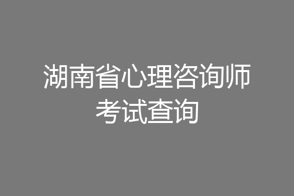湖南省心理咨询师考试查询