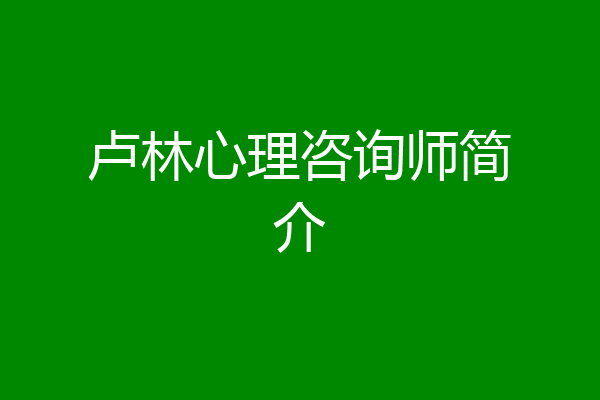 卢林心理咨询师简介