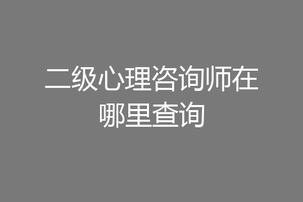 二级心理咨询师在哪里查询
