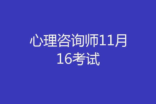 心理咨询师11月16考试