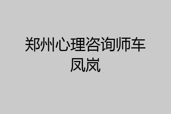 郑州心理咨询师车凤岚