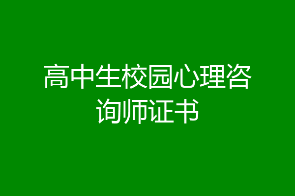 高中生校园心理咨询师证书