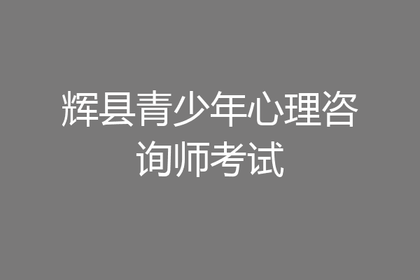 辉县青少年心理咨询师考试