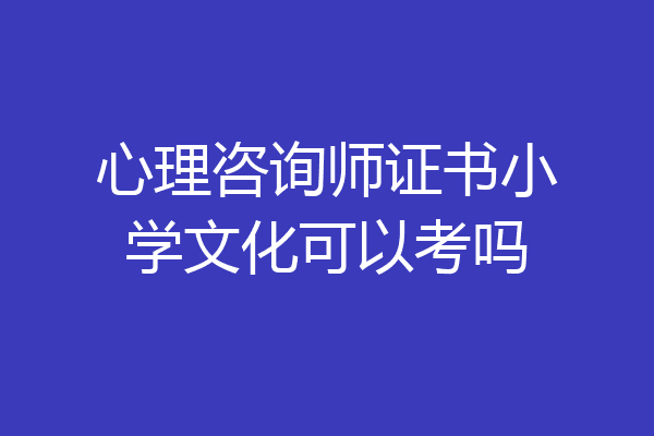 心理咨询师证书小学文化可以考吗