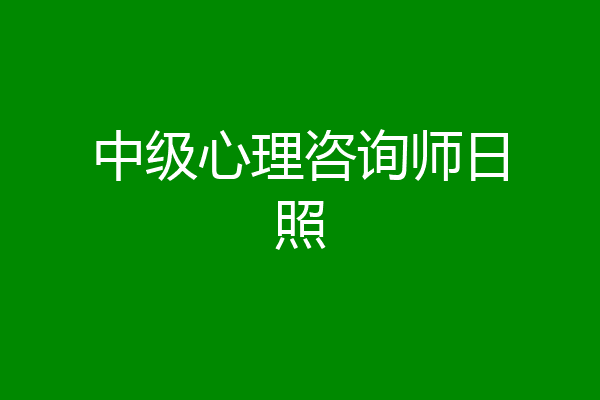 中级心理咨询师日照