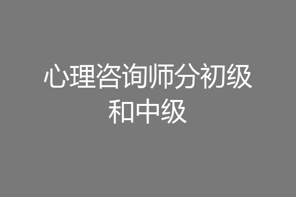 心理咨询师分初级和中级