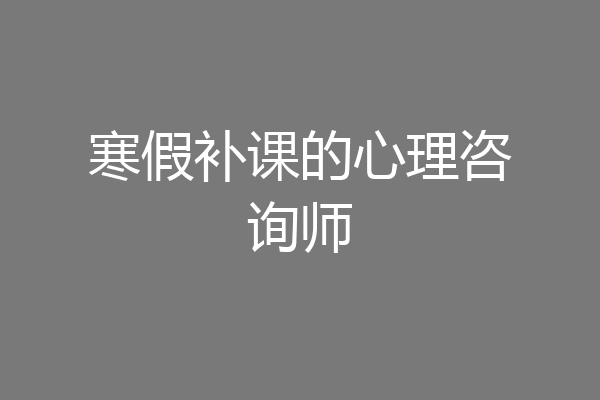 寒假补课的心理咨询师