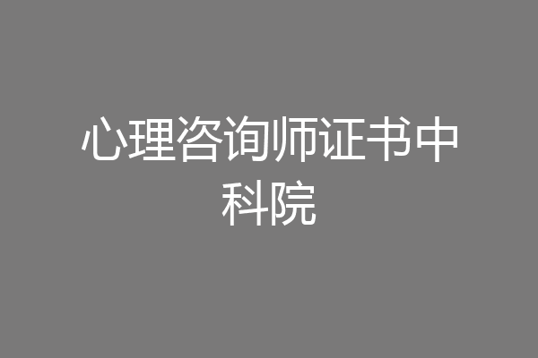 心理咨询师证书中科院
