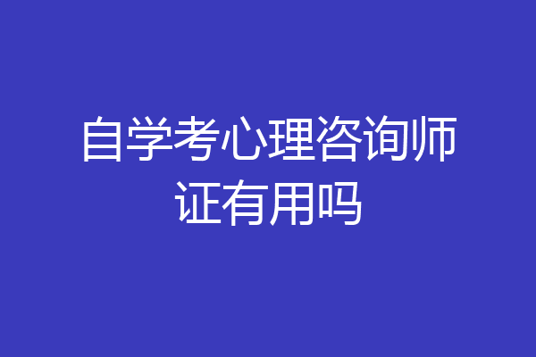 自学考心理咨询师证有用吗
