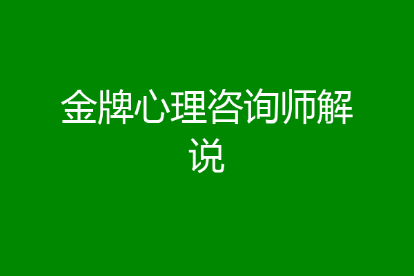 金牌心理咨询师解说