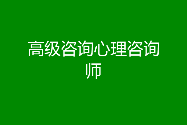 高级咨询心理咨询师