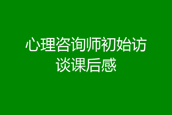 心理咨询师初始访谈课后感