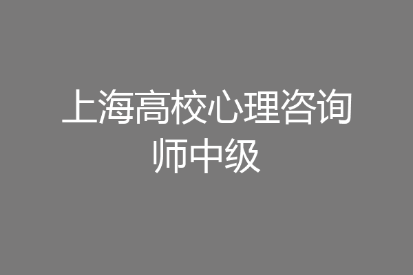 上海高校心理咨询师中级