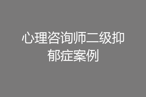 心理咨询师二级抑郁症案例