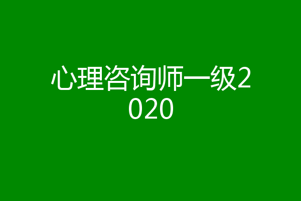 心理咨询师一级2020