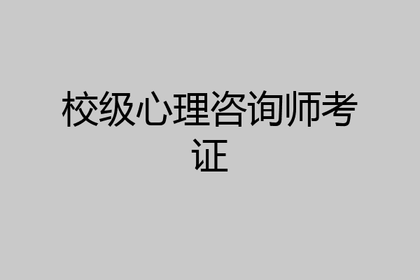 校级心理咨询师考证